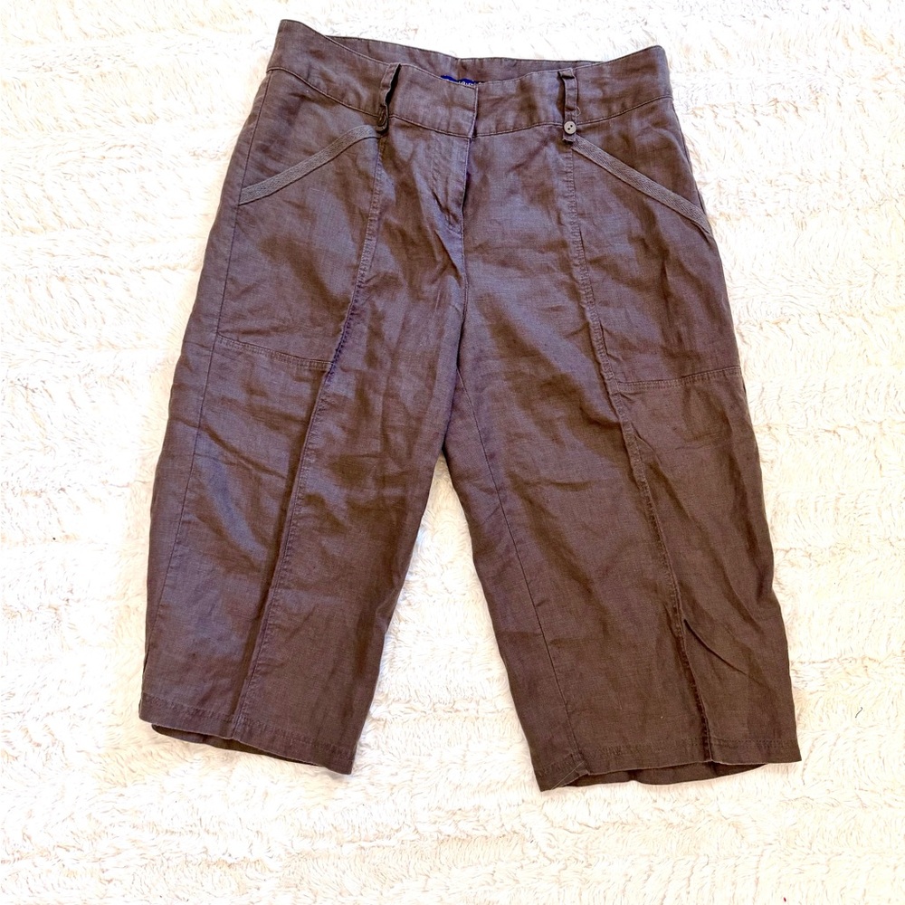 Women’s ecologie size 6 100% linen Capri brown light weight natural fiber